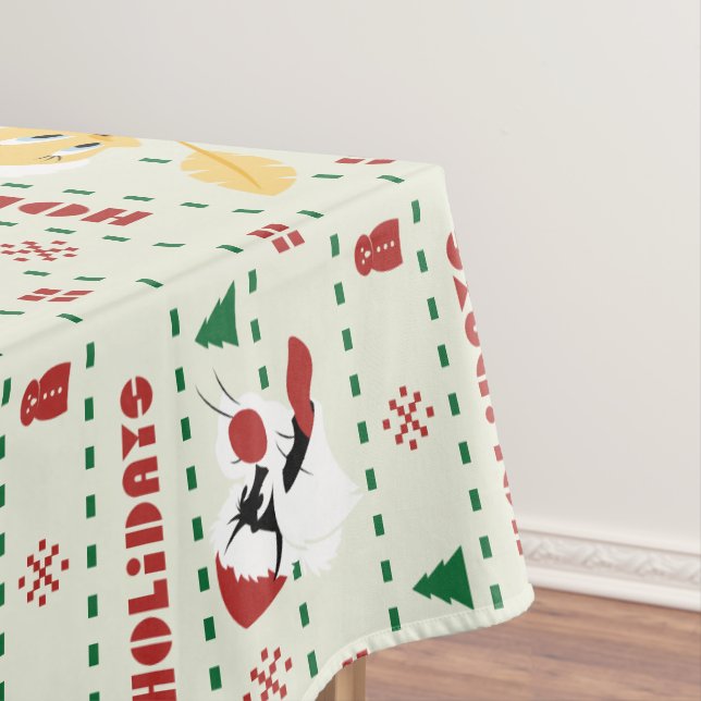 LOONEY TUNES™ SYLVESTER™ & TWEETY™ Holiday Pattern Tablecloth (In Situ)