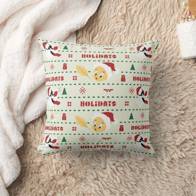 LOONEY TUNES™ SYLVESTER™ & TWEETY™ Holiday Pattern Throw Pillow (Blanket)