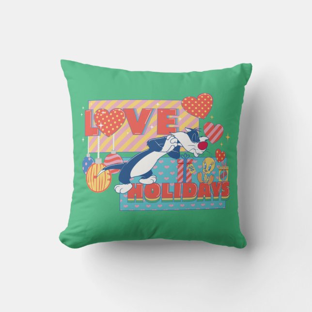 LOONEY TUNES™ | SYLVESTER™ & TWEETY™Love Holidays Throw Pillow (Front)