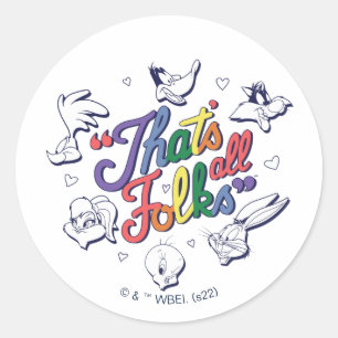 LOONEY TUNES™ - That's All Folks! Pride Badge Classic Round Sticker