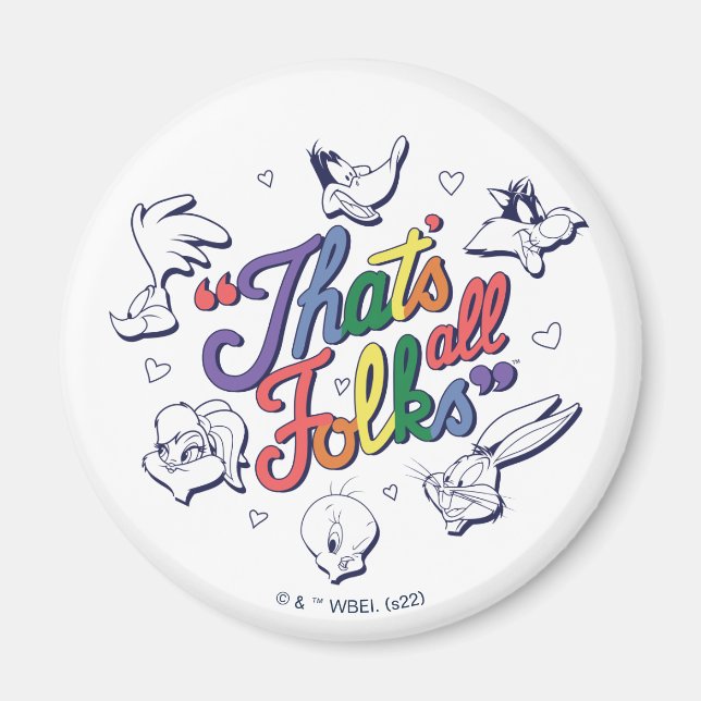 LOONEY TUNES™ - That's All Folks! Pride Badge Magnet (Front)