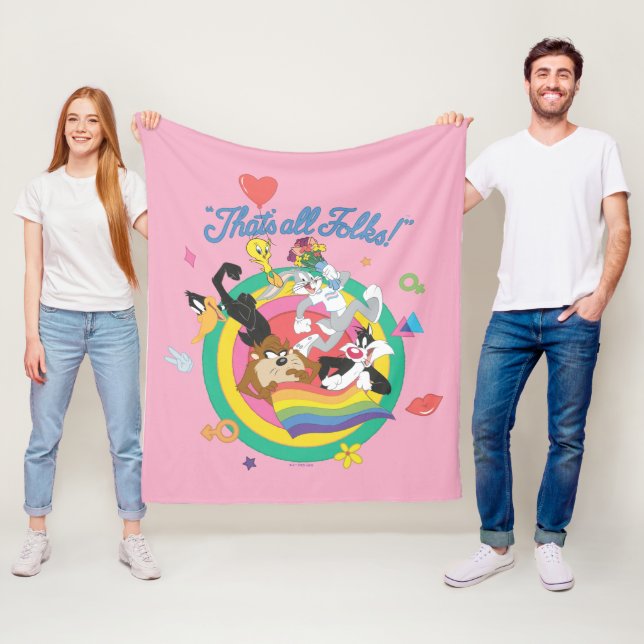 LOONEY TUNES™ - That's All Folks! Pride Bullseye Fleece Blanket (In Situ)
