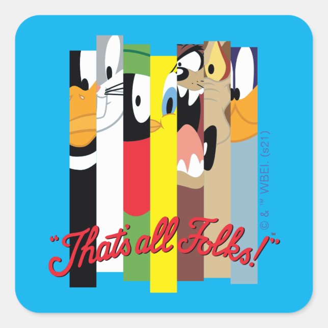 LOONEY TUNES™ THAT'S ALL FOLKS!™ Sliced Characters Square Sticker (Front)