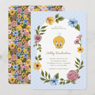 LOONEY TUNES™   TWEETY™ Floral Baby Shower Invitation