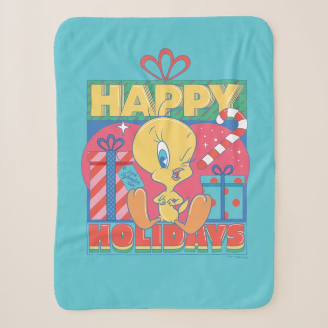 LOONEY TUNES™ | TWEETY™ Happy Holidays Sherpa Blanket (Front)