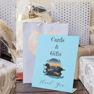 Loons Sunset Blue Cards & Gifts Pedestal Sign