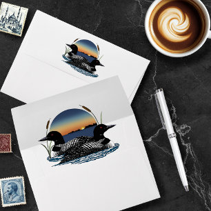 Loons Sunset Blue Envelope