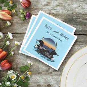 Loons Sunset Blue Napkin