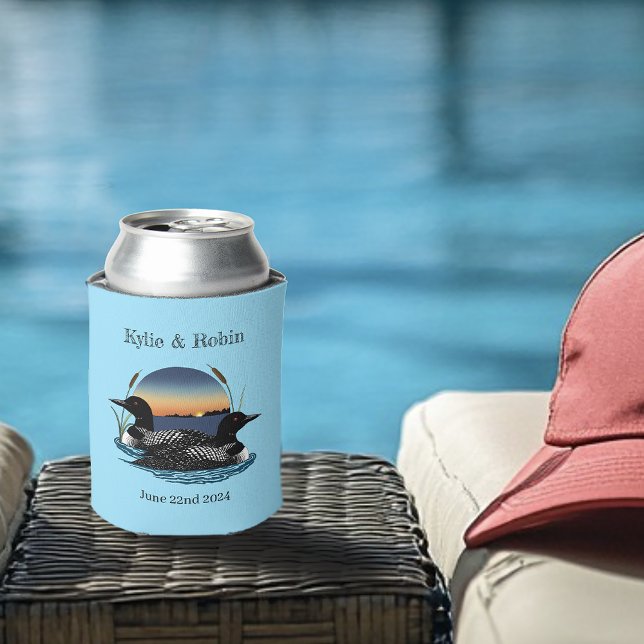 Loons Sunset Blue Wedding Can Cooler (Creator Uploaded)