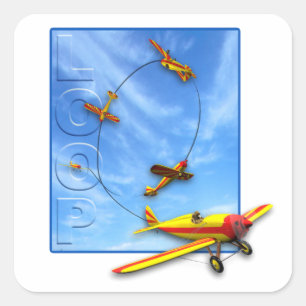 Loop Aerobatic manoeuvre with Airplane Square Sticker