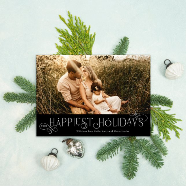 Loop de Loop Flourished Type Photo Holiday Card (Loop de Loop Photo Holiday Card)