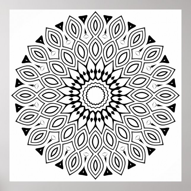 Looped Leaf Border Mandala with Flowing Symmetry Poster (Front)