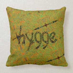 loopy abstract art hygge (comfort) with ropeletter throw pillow