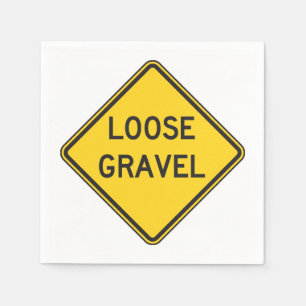 Loose Gravel Warning Sign Road Hazard Napkin