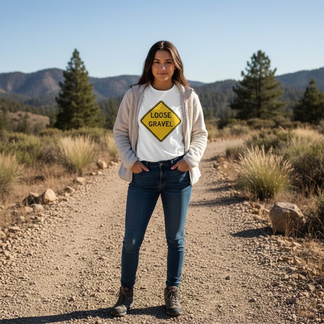 Loose Gravel Warning Sign Road Hazard  T-Shirt (Creator Uploaded)