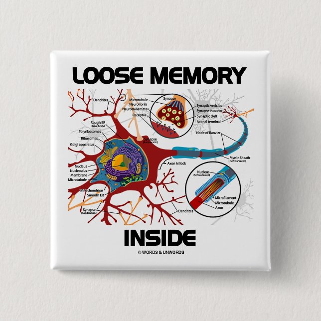 Loose Memory Inside (Neuron / Synapse) 2 Inch Square Button (Front)