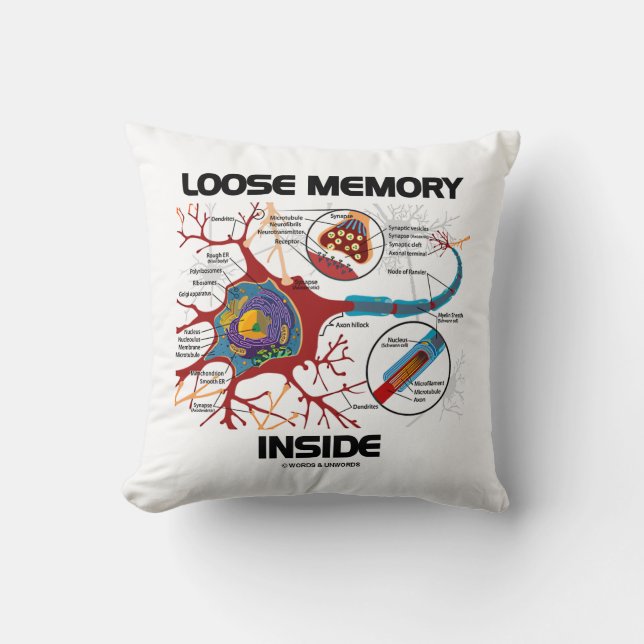 Loose Memory Inside Neuron Synapse Geek Humour Throw Pillow (Front)