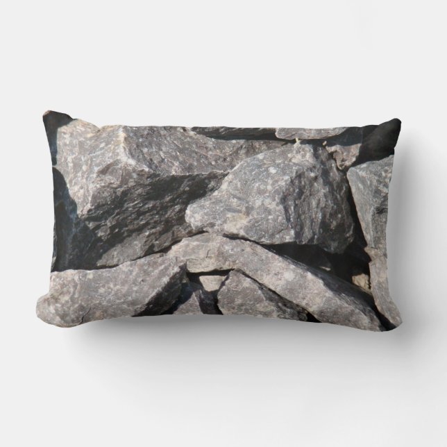 Loose Rough Granite Rock Lumbar Throw Pillow (Front)