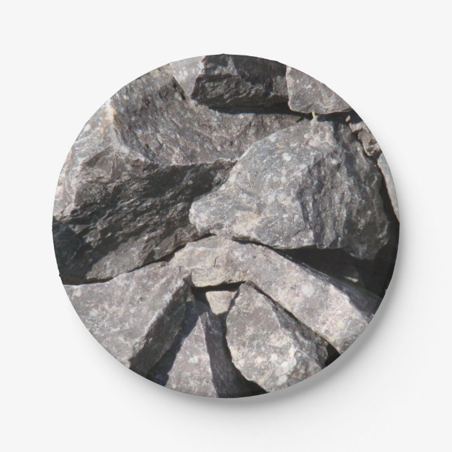 Loose Rough Granite Rock Paper Plates (Front)