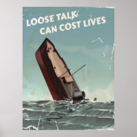 Loose Talk Cost Lives 2ÈME GUERRE MONDIALE Poster