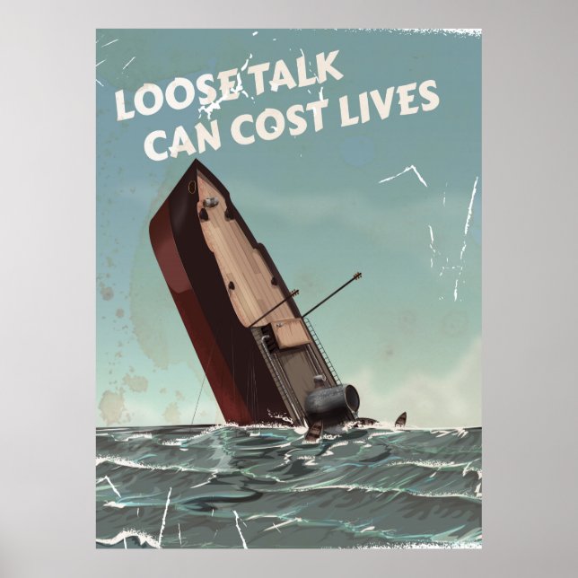Loose Talk Cost Lives WW2 Poster print (Front)