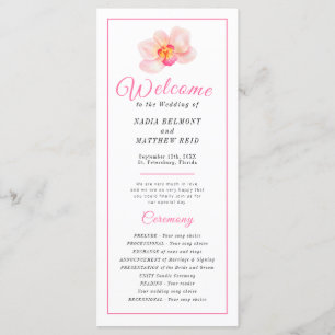 Loose watercolor orchid flower wedding ceremony program
