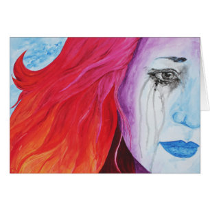 Loosing Colour Surreal Rainbow Sad Woman Art Card