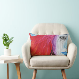 Loosing Colour Surreal Rainbow Woman Portrait Art Lumbar Pillow