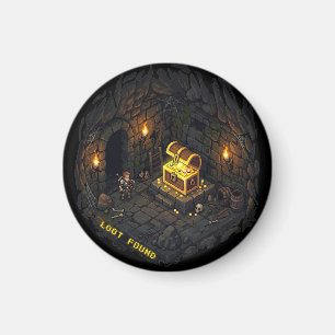 Loot Found Fantasy Dungeon Pixel Art Design Magnet