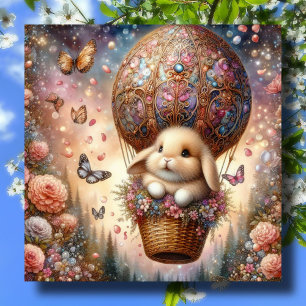 Lop Eared Bunny Pastel Easter Egg Balloon   Holiday Card