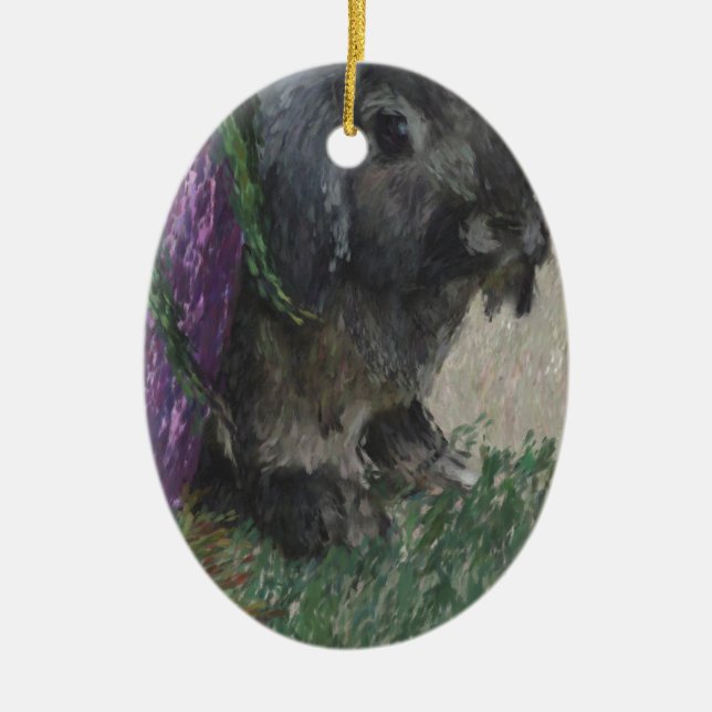 Lop eared  rabbit painting ceramic ornament (Front)