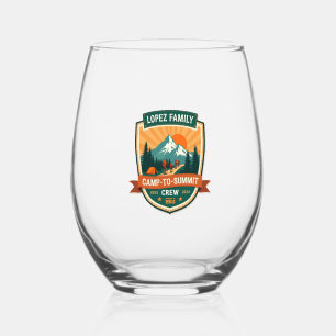 Lopez Family Camp-To-Summit Crew Vintage Hiking Ca Stemless Wine Glass