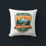 Lopez Family Camp-To-Summit Crew Vintage Hiking Ca Throw Pillow<br><div class="desc">Lopez Family Camp-To-Summit Crew Vintage Hiking Camping Badge Design 2</div>