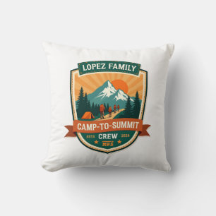 Lopez Family Camp-To-Summit Crew Vintage Hiking Ca Throw Pillow