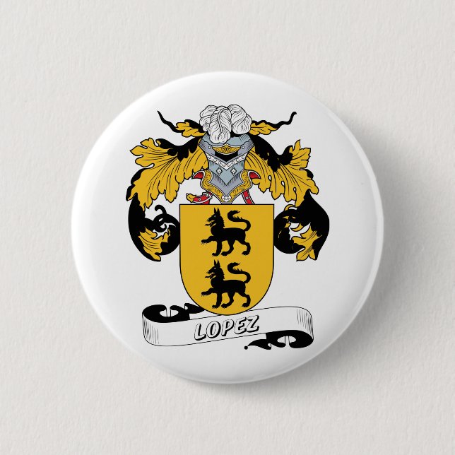 Lopez Family Crest 2 Inch Round Button (Front)