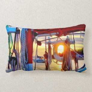 Lopez Island Sailing and Sunset Throw Pillow