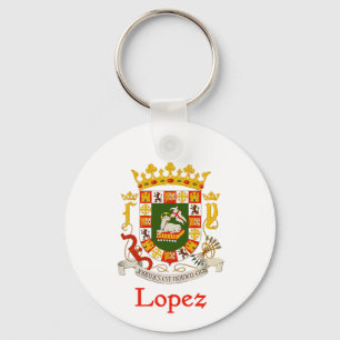 Lopez Shield of Puerto Rico Keychain