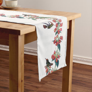 Lophornis Hummingbird Birds Flowers Table Runner