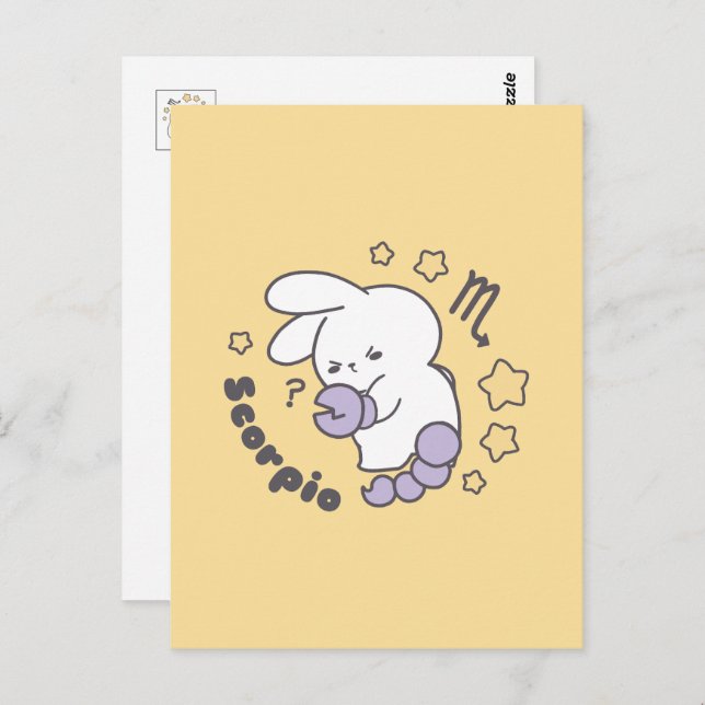 Loppitokki Bunny Embracing Scorpio Zodiac Magic I Postcard (Front/Back)