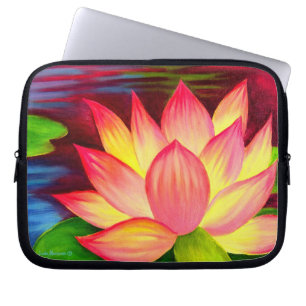Loptop Sleeve Pink Lotus Flower Painting Art
