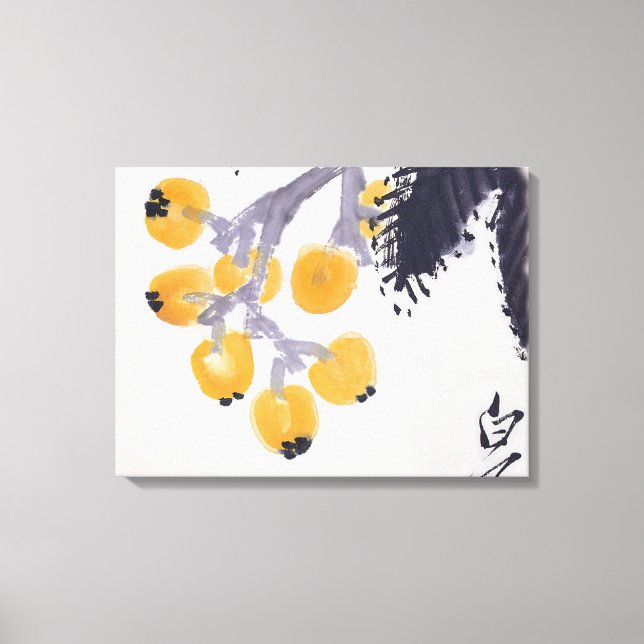 Loquats and a Grasshopper Canvas Print (Front)