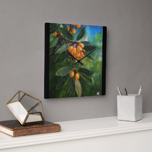 Loquats in April Spring Painting by Alfred Fox Square Wall Clock