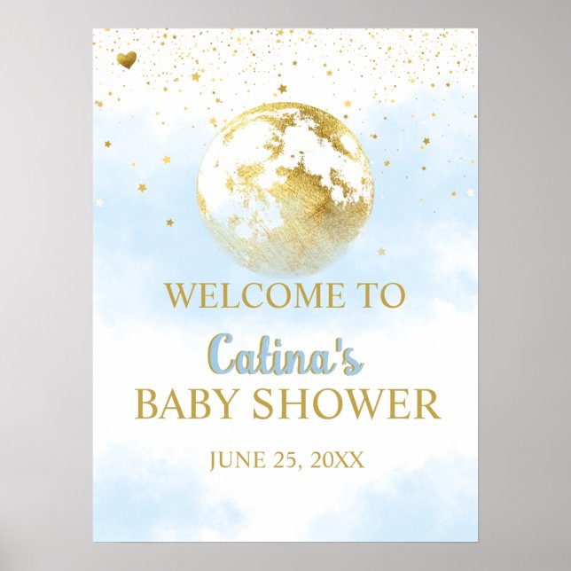 L'or bleu sur la lune Affiche de bienvenue Baby sh (Devant)