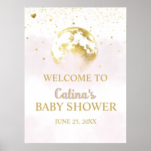 L'or rose sur la lune Affiche de bienvenue Baby sh