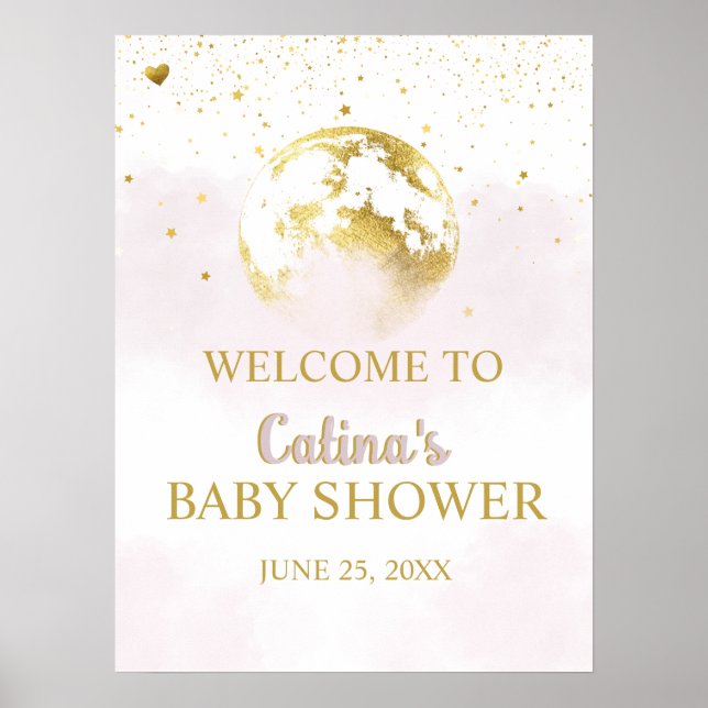 L'or rose sur la lune Affiche de bienvenue Baby sh (Devant)