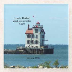 Lorain Harbour West Breakwater Light glass Glass Coaster