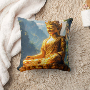 Lord Buddha of the Golden Land Throw Pillow