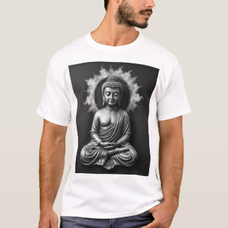 Lord Buddha – Serene Charcoal Art Portrait T-Shirt
