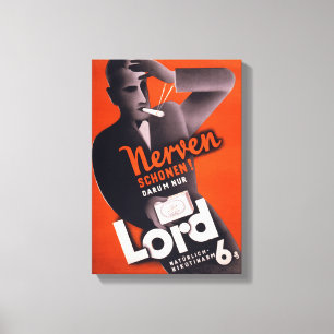 Lord Cigarettes German Vintage Poster Restored Canvas Print