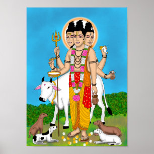 Lord Dattatreya Clock Poster